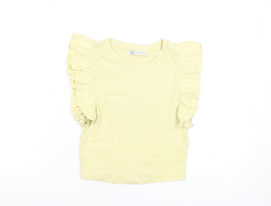 Womens UK Size M Zara Yellow Cropped T-Shirt