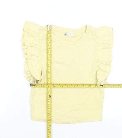 Womens UK Size M Zara Yellow Cropped T-Shirt