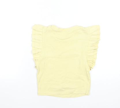 Womens UK Size M Zara Yellow Cropped T-Shirt