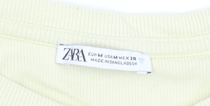 Womens UK Size M Zara Yellow Cropped T-Shirt