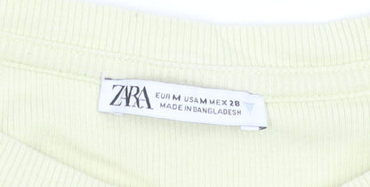 Womens UK Size M Zara Yellow Cropped T-Shirt