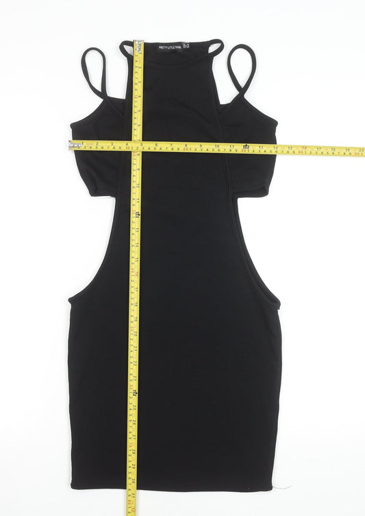 PrettyLittleThing Women's Black Size 10 Bodycon Cut Out Mini Dress