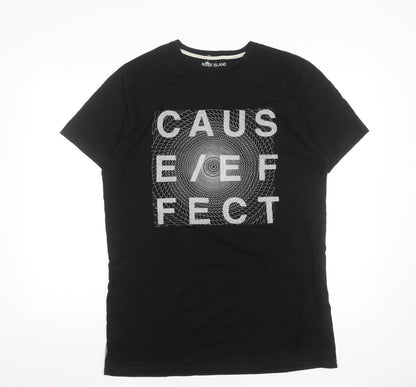 River Island Men's Black Graphic Print Crew Neck Short Sleeve T-Shirt M