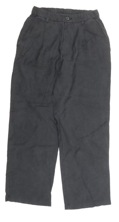 Womens UK Size S Zara Relaxed Fit Cropped Black Trousers