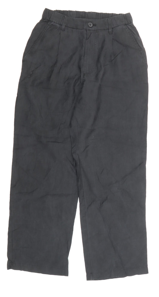 Womens UK Size S Zara Relaxed Fit Cropped Black Trousers