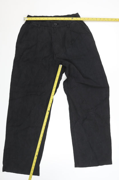 Womens UK Size S Zara Relaxed Fit Cropped Black Trousers
