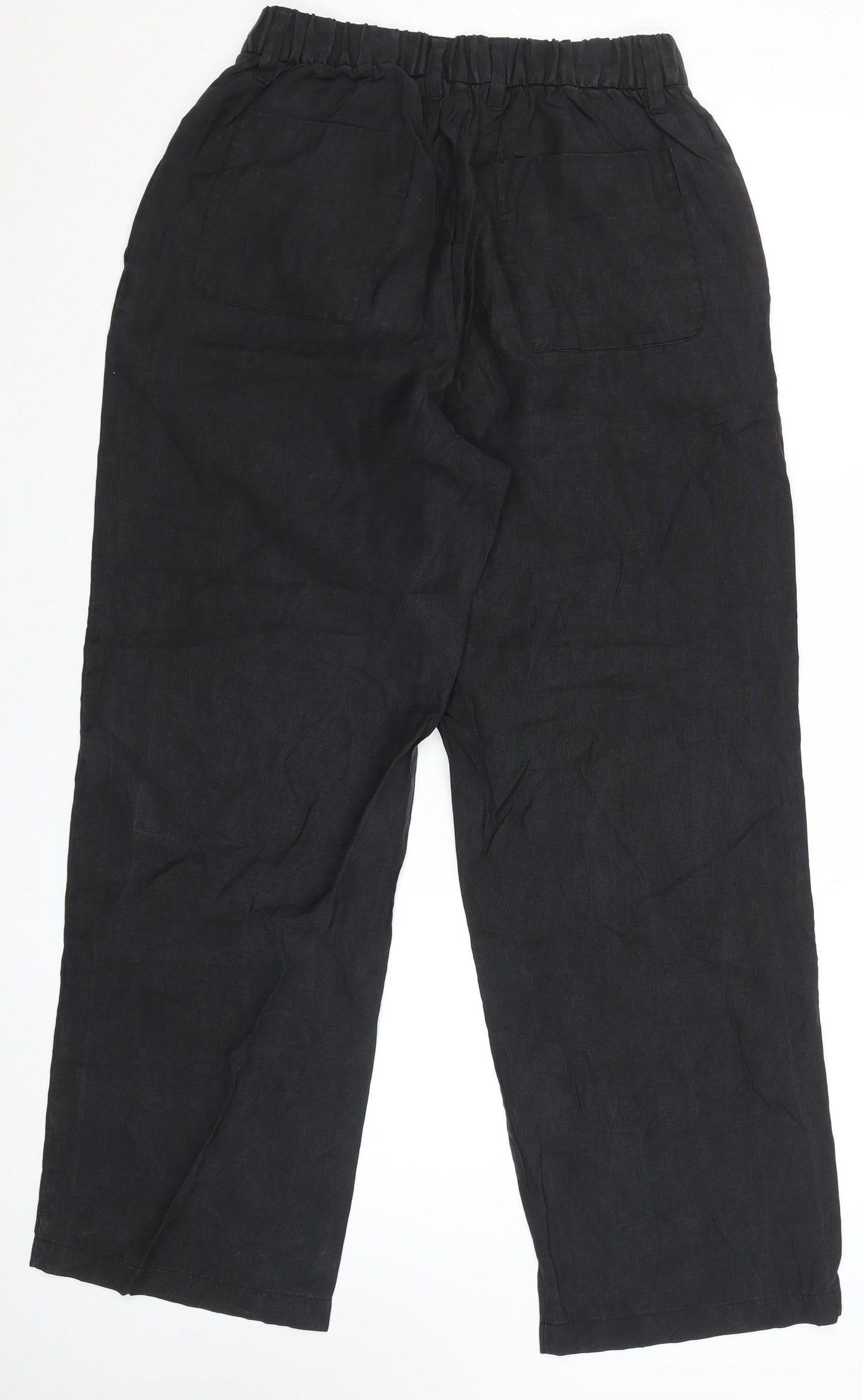 Womens UK Size S Zara Relaxed Fit Cropped Black Trousers