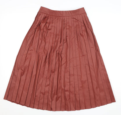 ASOS Women Brown Pleated Midi Skirt Size 6 Polyester Blend