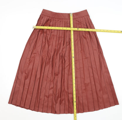 ASOS Women Brown Pleated Midi Skirt Size 6 Polyester Blend