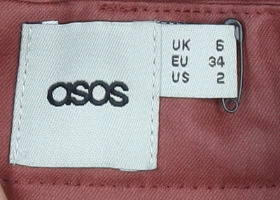 ASOS Women Brown Pleated Midi Skirt Size 6 Polyester Blend