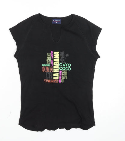 Womens UK Size M Valeria Black Basic T-Shirt