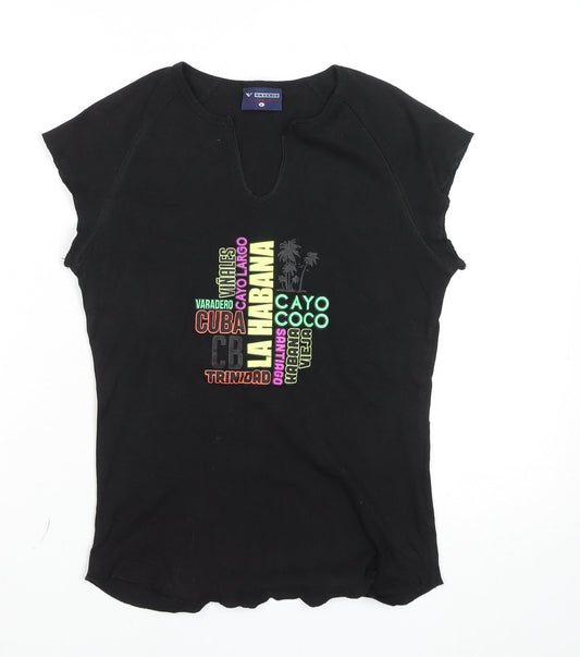 Womens UK Size M Valeria Black Basic T-Shirt