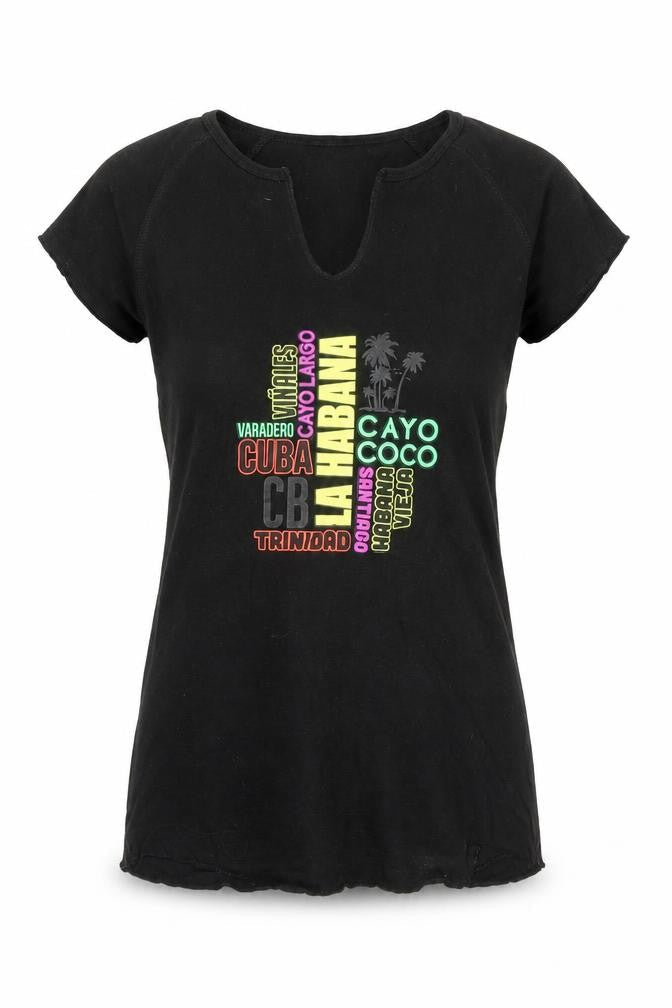 Womens UK Size M Valeria Black Basic T-Shirt