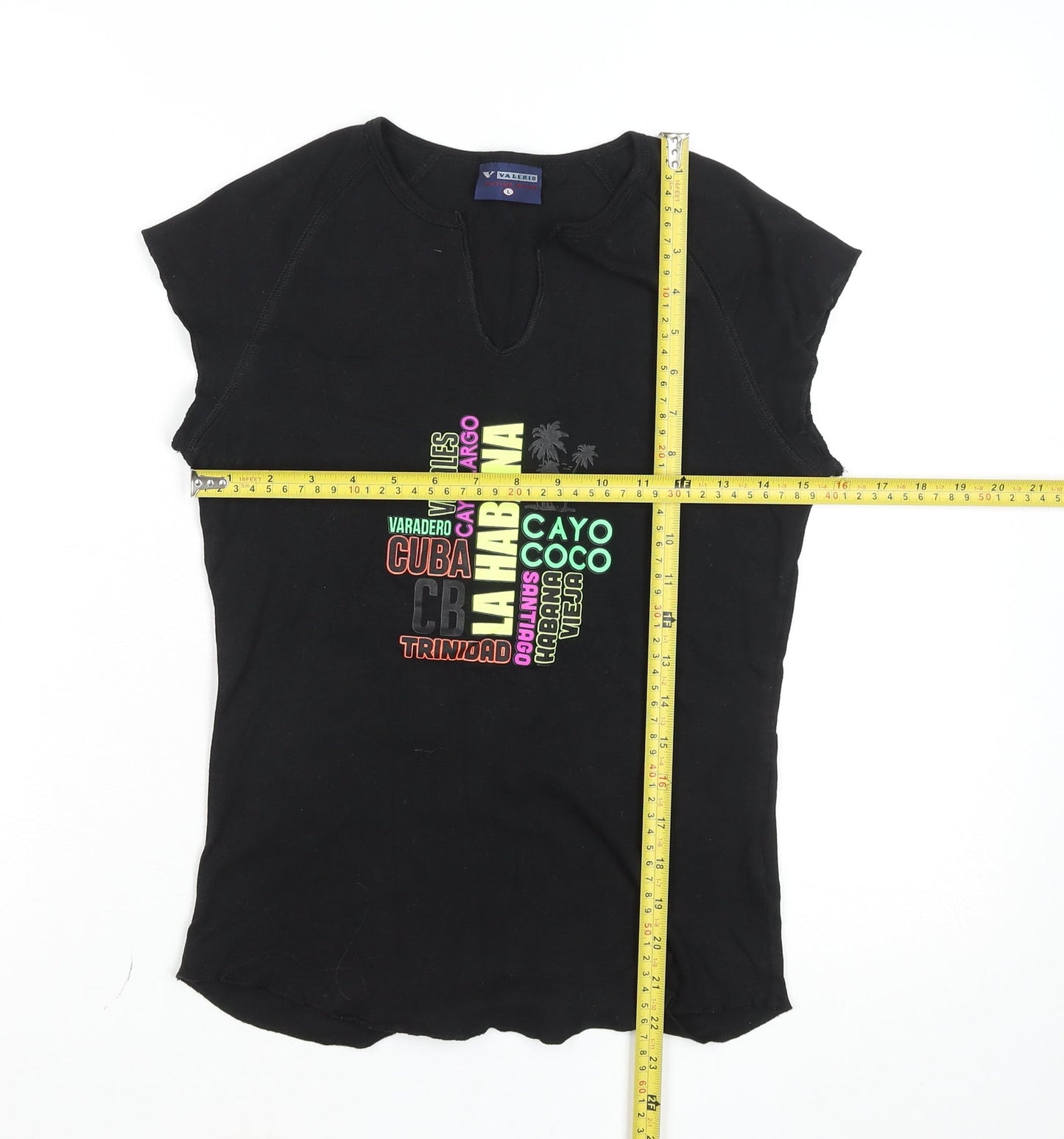 Womens UK Size M Valeria Black Basic T-Shirt