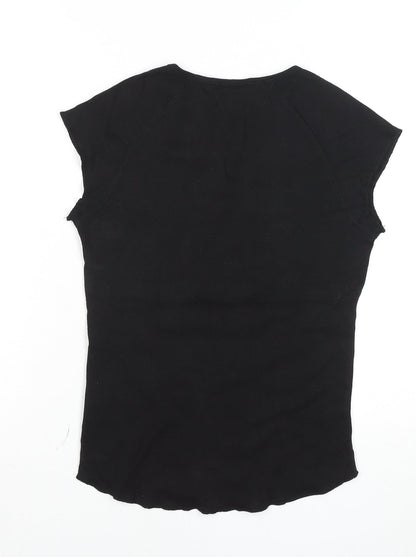 Womens UK Size M Valeria Black Basic T-Shirt