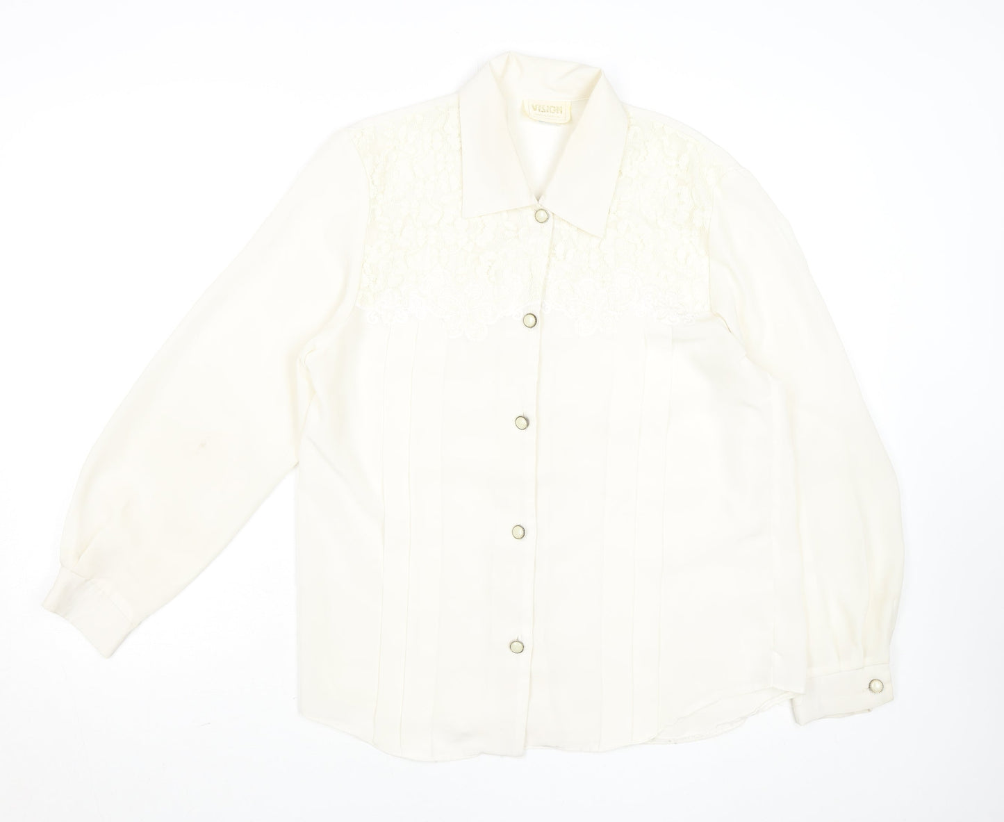 Womens UK Size 14 Vision Ivory Basic Blouse