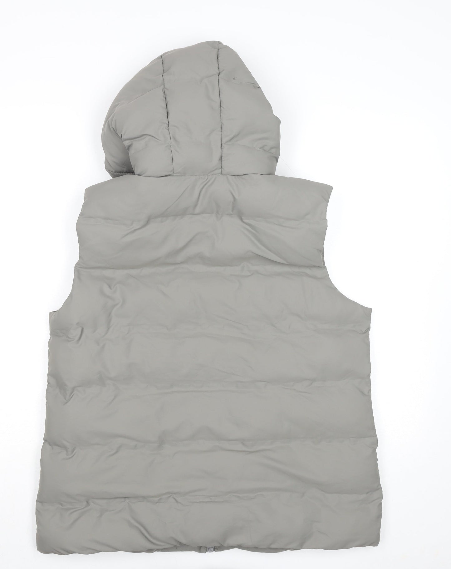 Primark Women Grey Hooded Padded Puffer Waistcoat Size M 12/14