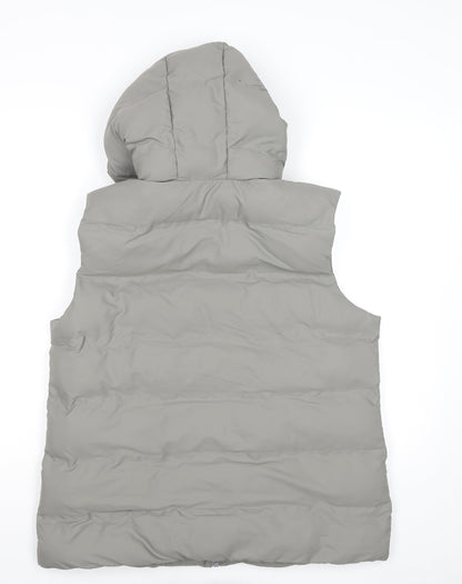 Primark Women Grey Hooded Padded Puffer Waistcoat Size M 12/14