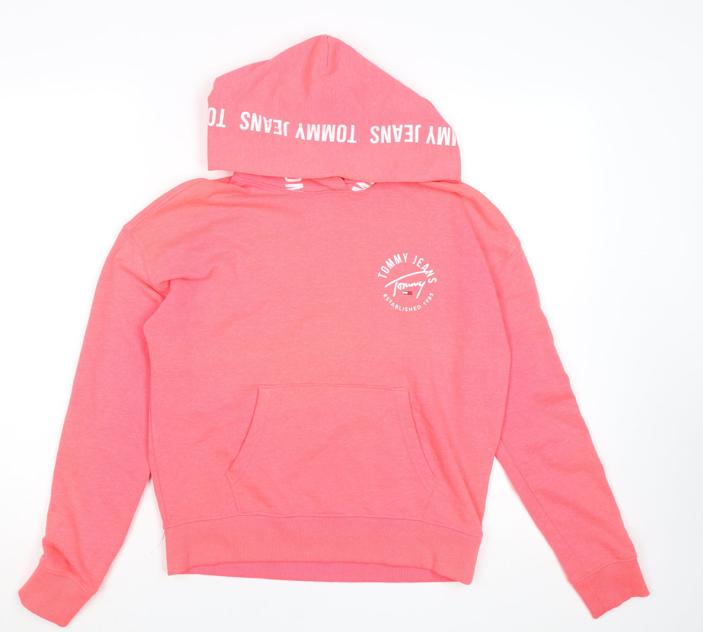 Womens UK Size XS Tommy Jeans Pink Pullover Hoodie