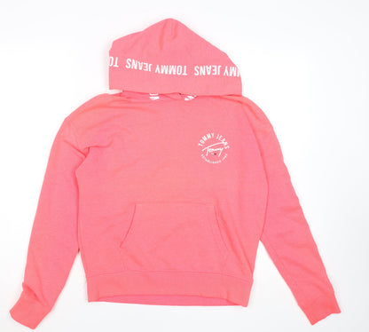 Womens UK Size XS Tommy Jeans Pink Pullover Hoodie