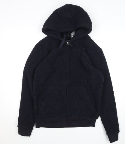 Brave Soul Mens Black Fleece Hooded Zip Jacket Size S Regular Fit