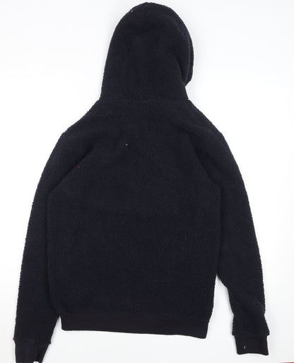 Brave Soul Mens Black Fleece Hooded Zip Jacket Size S Regular Fit