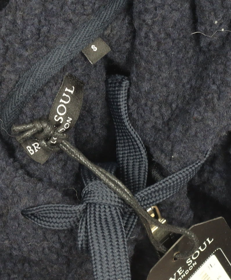 Brave Soul Mens Black Fleece Hooded Zip Jacket Size S Regular Fit