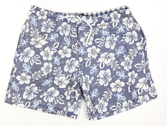 Dunnes Men’s Navy Floral Swim Shorts Large Classic Fit Summer