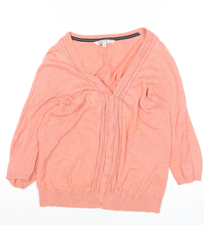 Fat Face Women's Pink Cotton V-Neck Cardigan Size 12