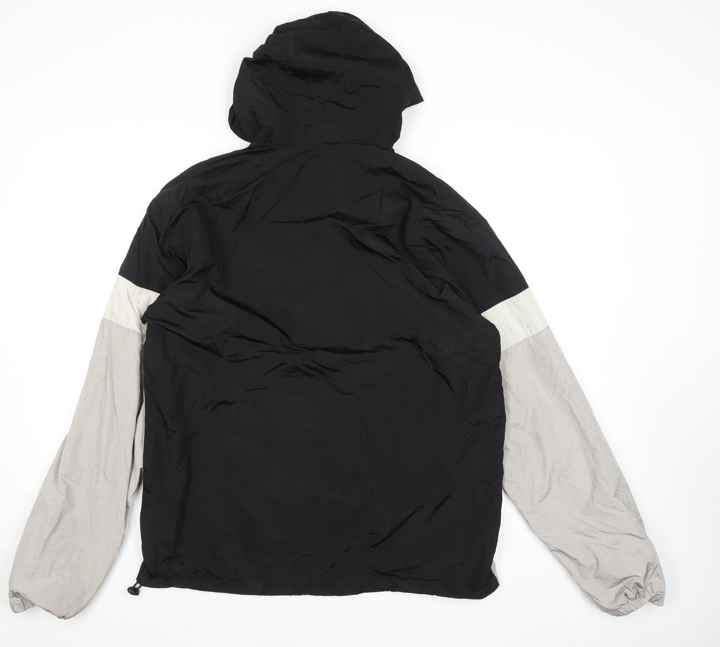 Primark Men’s Black Colourblock Hooded Windbreaker Jacket Size M