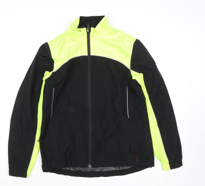 Crane Womens Black Yellow Medium 12-14 Windbreaker Jacket Reflective Cycling