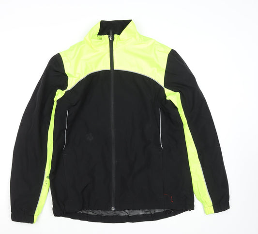Crane Womens Black Yellow Medium 12-14 Windbreaker Jacket Reflective Cycling