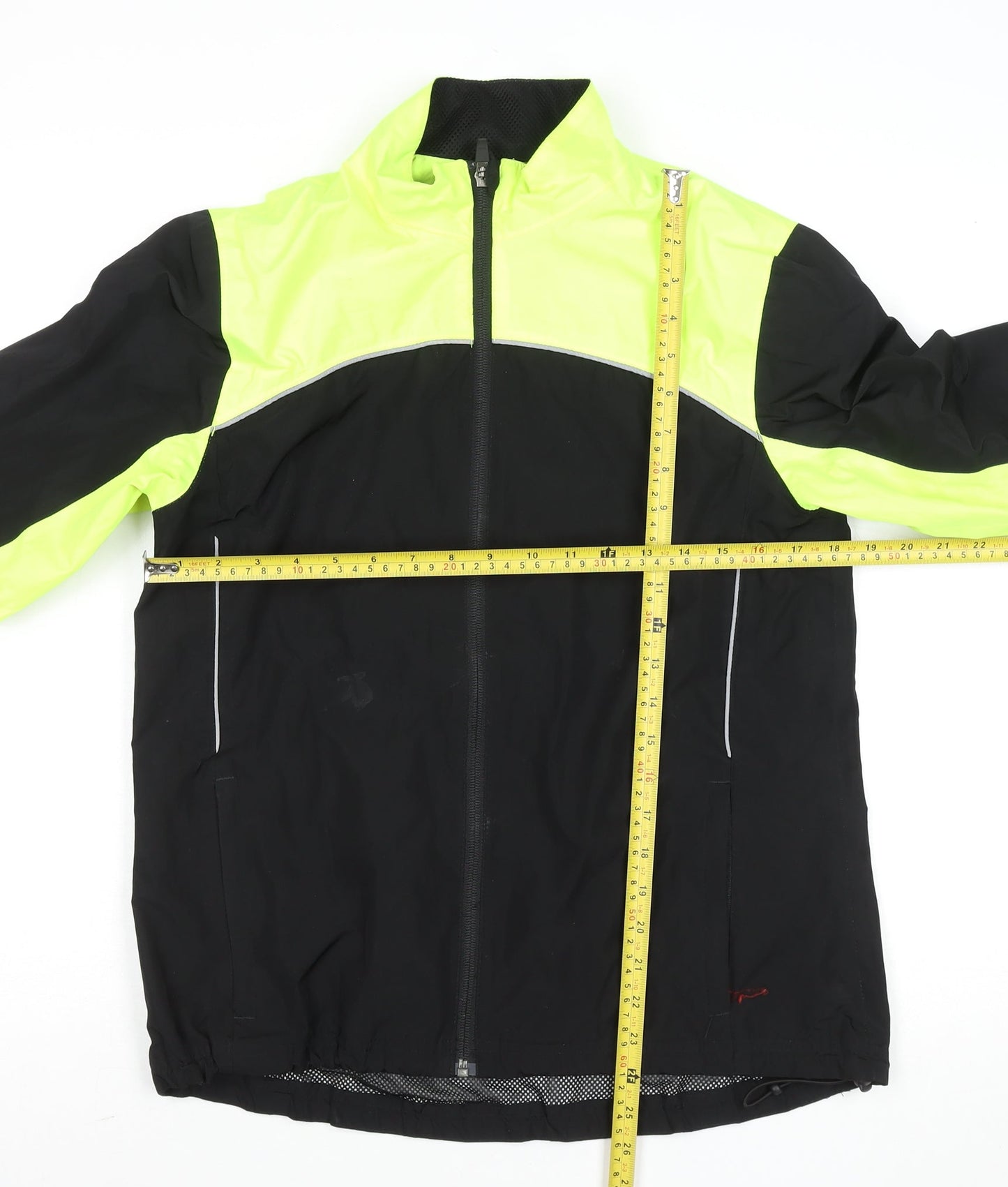 Crane Womens Black Yellow Medium 12-14 Windbreaker Jacket Reflective Cycling
