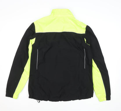 Crane Womens Black Yellow Medium 12-14 Windbreaker Jacket Reflective Cycling