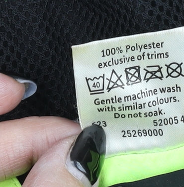 Crane Womens Black Yellow Medium 12-14 Windbreaker Jacket Reflective Cycling