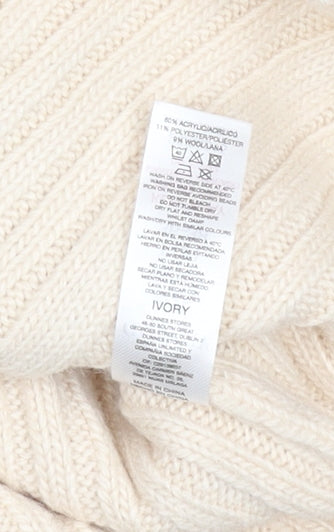 Gallery Womens Ivory Ribbed Knit Crew Neck Jumper Size S