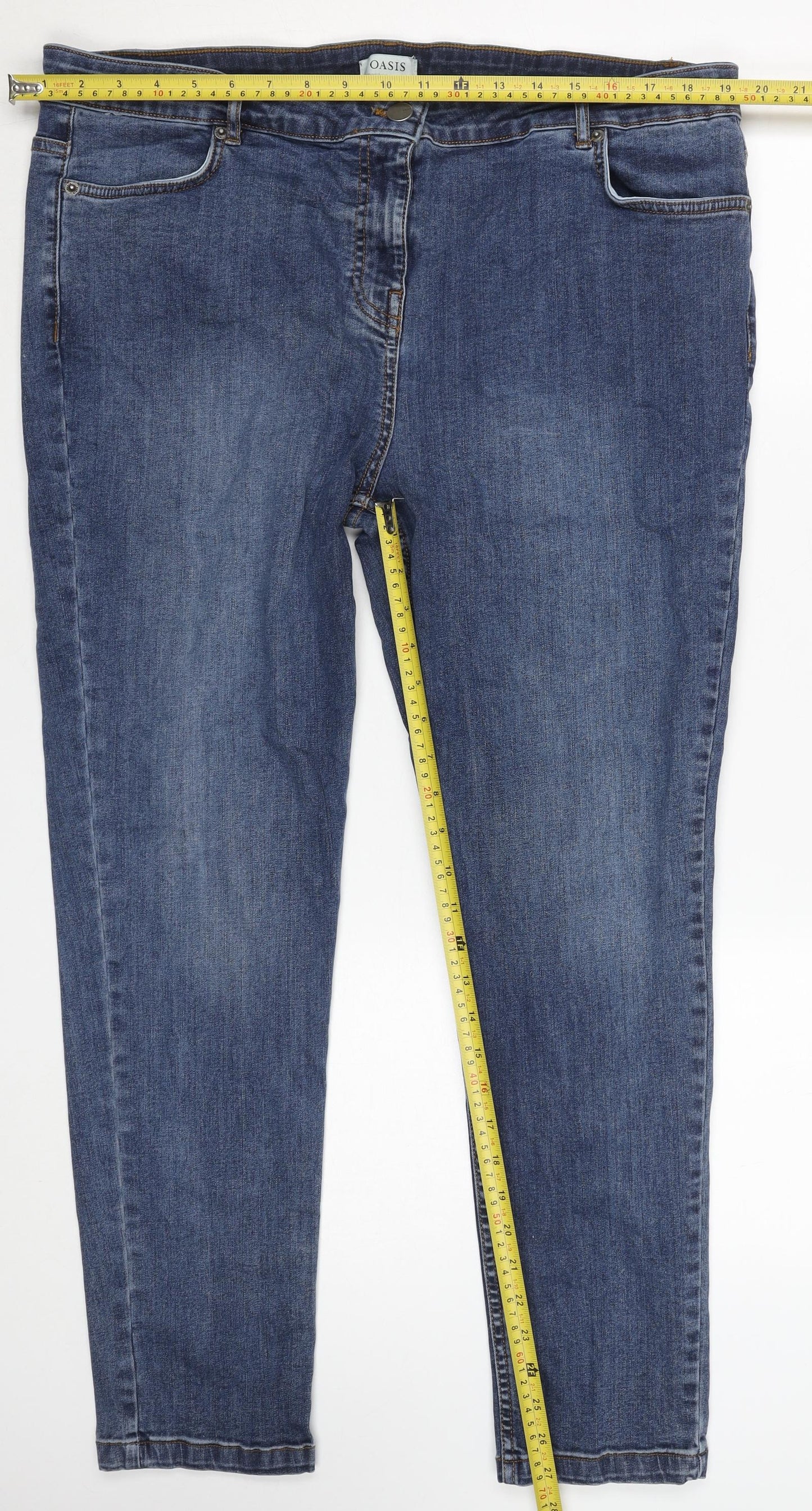 Oasis Women Blue Skinny Jeans Size 20 Plus Stretch Denim