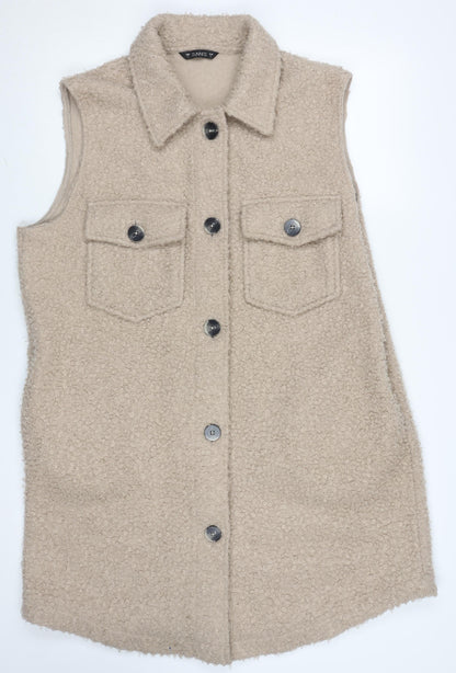 Dunnes Womens Beige Fleece Button Waistcoat L Sleeveless Casual
