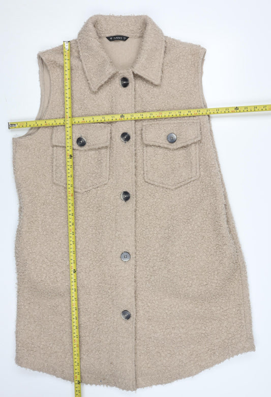 Dunnes Womens Beige Fleece Button Waistcoat L Sleeveless Casual