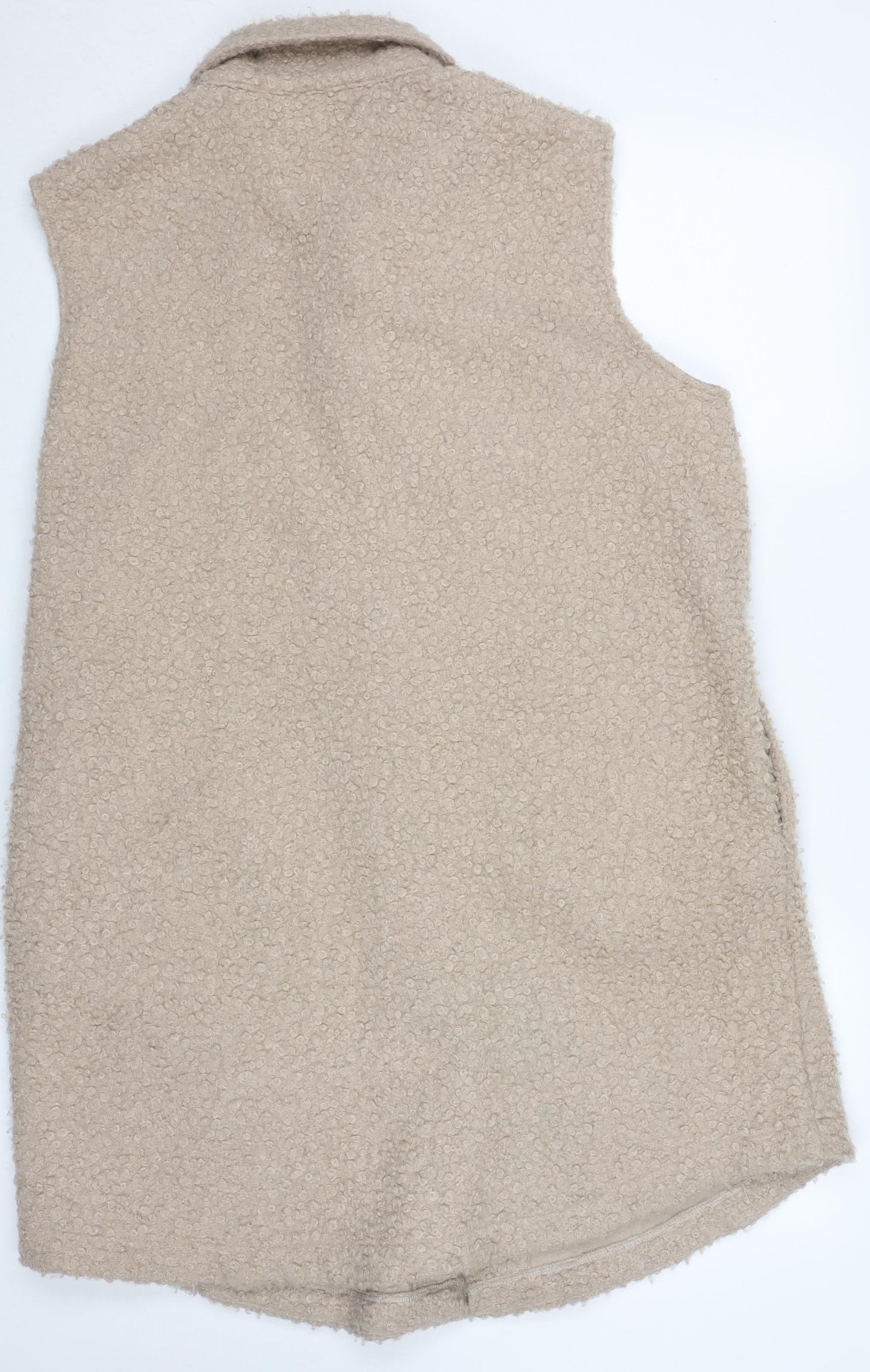 Dunnes Womens Beige Fleece Button Waistcoat L Sleeveless Casual