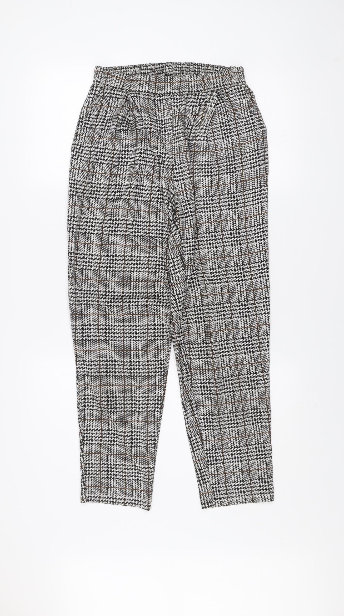 New Look Women’s Grey Check Tapered Trousers Size 8