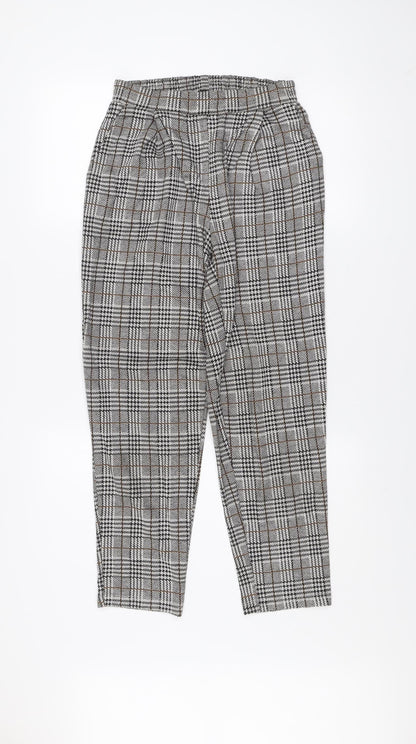New Look Women’s Grey Check Tapered Trousers Size 8
