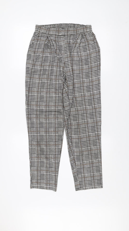 New Look Women’s Grey Check Tapered Trousers Size 8