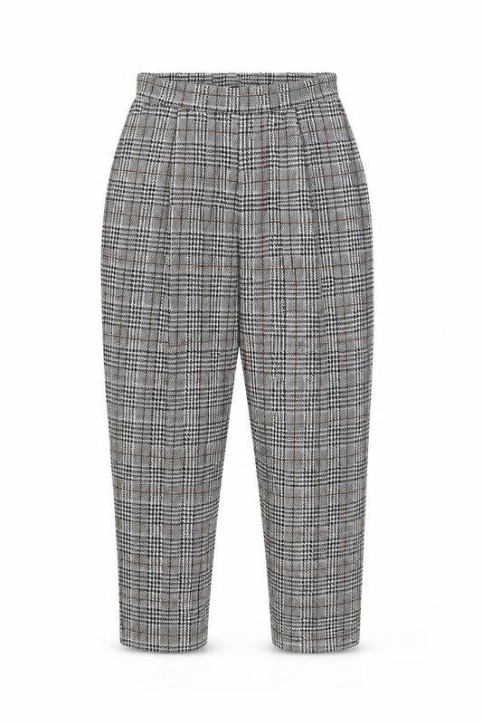 New Look Women’s Grey Check Tapered Trousers Size 8