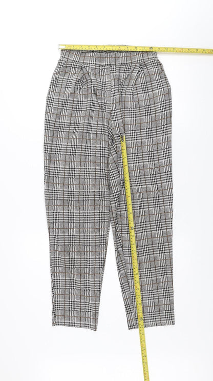 New Look Women’s Grey Check Tapered Trousers Size 8