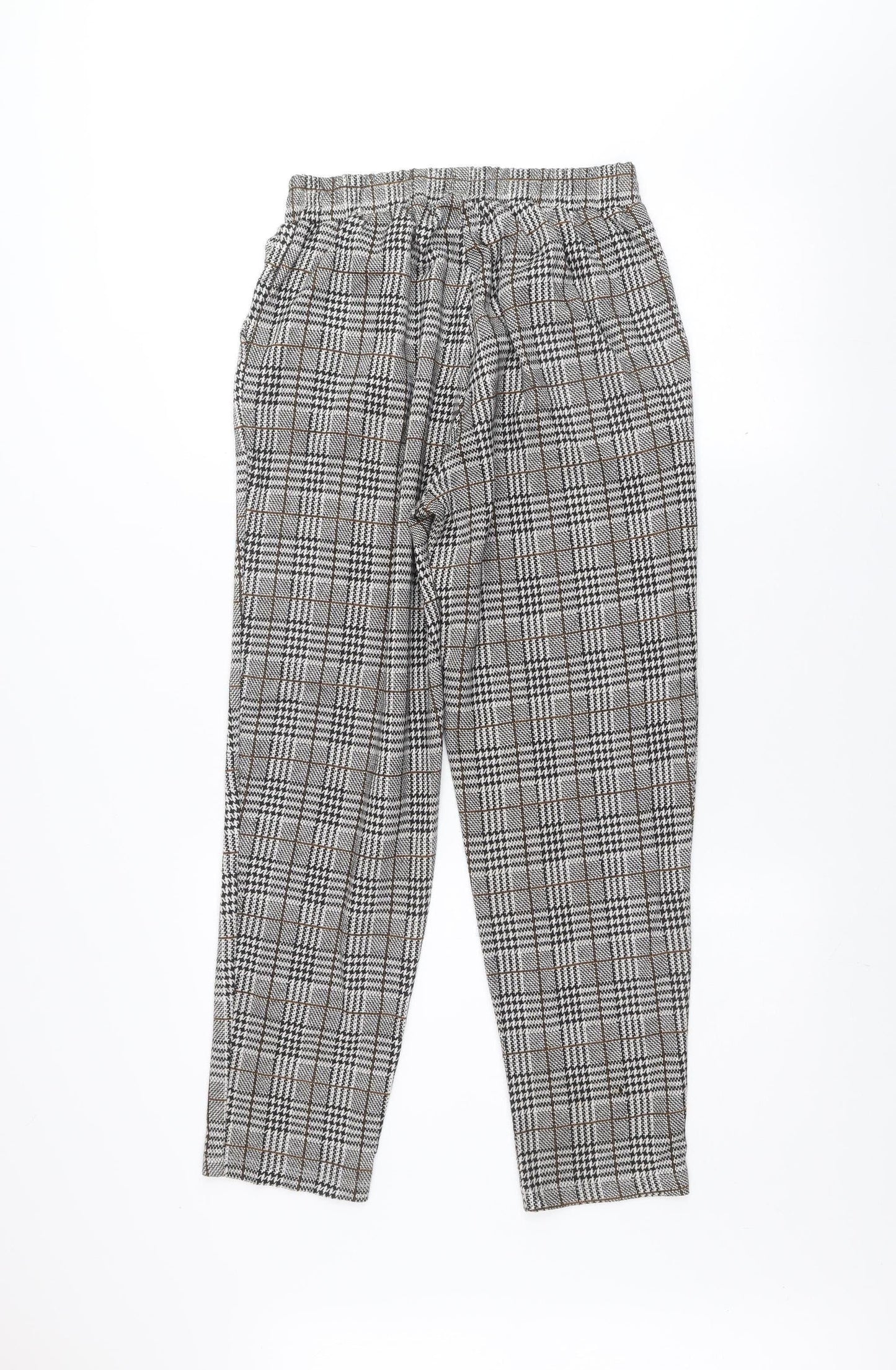 New Look Women’s Grey Check Tapered Trousers Size 8