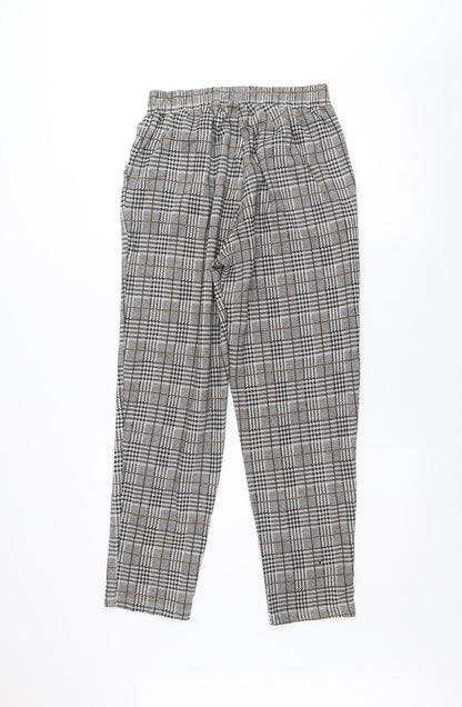 New Look Women’s Grey Check Tapered Trousers Size 8
