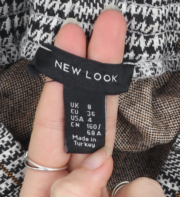 New Look Women’s Grey Check Tapered Trousers Size 8