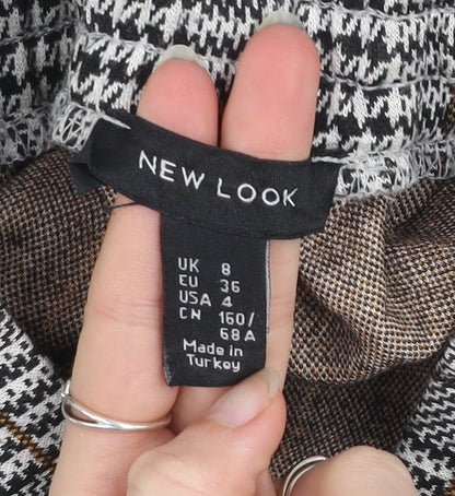 New Look Women’s Grey Check Tapered Trousers Size 8