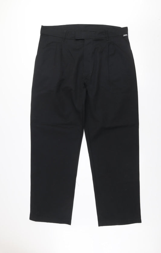 Trojan Men's Black 38 Regular Workwear Pleated Trousers